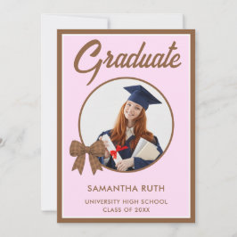 Anuncio de graduación con foto y lazo de gingham m