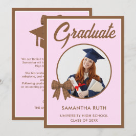 Anuncio de graduación con foto y lazo de gingham m