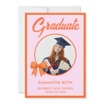 Anuncio de graduación con foto y lazo de gingham n