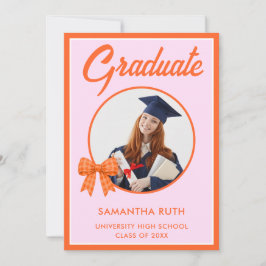 Anuncio de graduación con foto y lazo de gingham n
