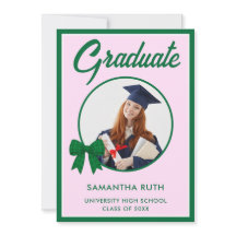 Anuncio de graduación con foto y lazo de gingham v
