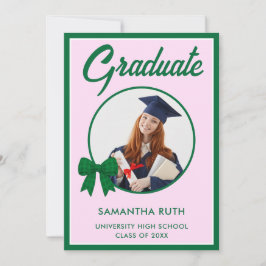 Anuncio de graduación con foto y lazo de gingham v