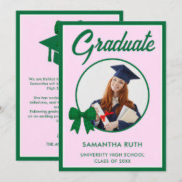 Anuncio de graduación con foto y lazo de gingham v