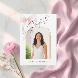 Anuncio de graduación con foto y lazo rosa elegant