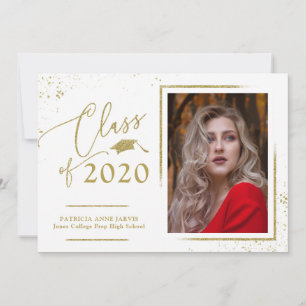 Anuncio de graduación con guión chic dorado brillo