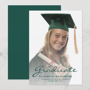 Anuncio de graduación con guión verde oscuro para 
