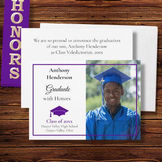 Anuncio de graduación con honores Gorra morada