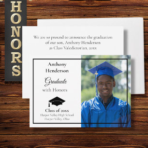 Anuncio de graduación con honores Gorra negra y fo