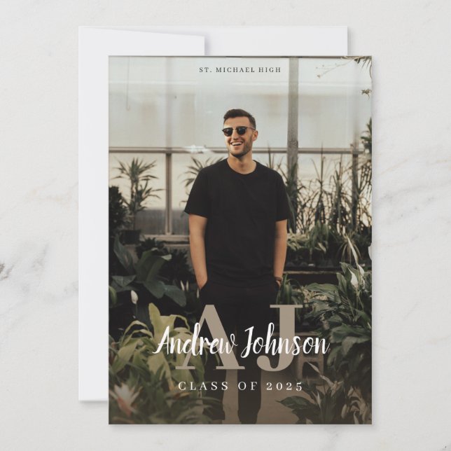 Anuncio de graduación con iniciales de monograma p (Anverso)