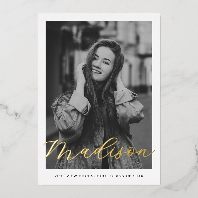 Anuncio de graduación con lámina de oro (Anverso)