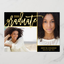 Anuncio de graduación con lámina de oro y 2 fotos