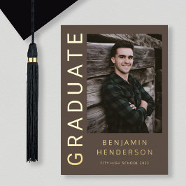 Anuncio de graduación con lámina de oro y foto de 