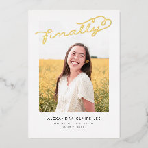 Anuncio de graduación con lámina dorada Finalmente