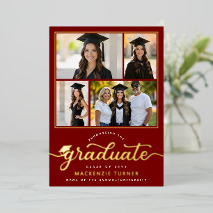 Anuncio de graduación con lámina y collage de foto