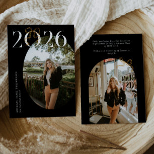 Anuncio de graduación con lazo Coquette 2026 en bl