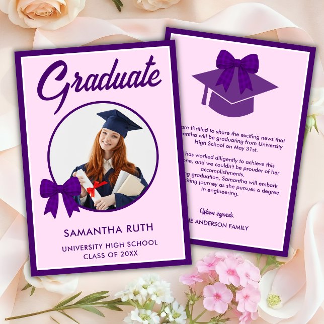 Anuncio de Graduación con Lazo de Cuadros Morado (Subido por el creador)