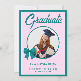 Anuncio de Graduación con Lazo de Cuadros Teal