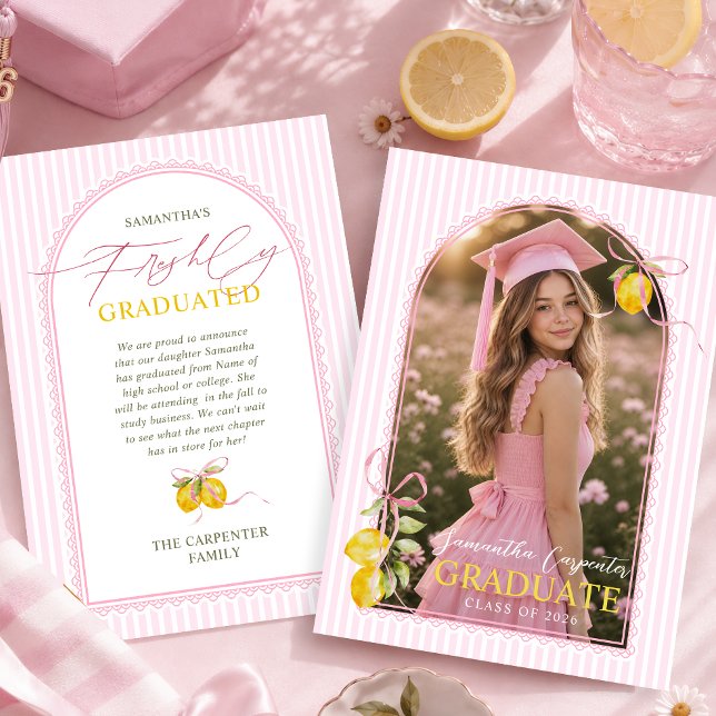 anuncio de graduación con lazo rosa limón (Subido por el creador)