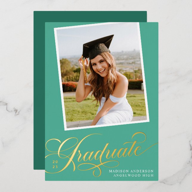 Anuncio de graduación con papel de aluminio dorado (Anverso/Reverso)