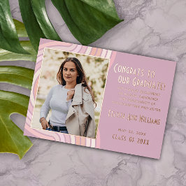 Anuncio de graduación con rosa dorado y foil rosa 