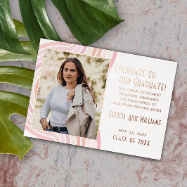 Anuncio de graduación con rosa dorado y foil rosa 