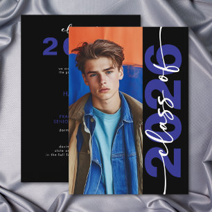 Anuncio de Graduación con Tipografía Azul Audaz Mo