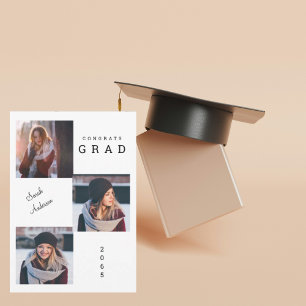 Anuncio de graduación con tres fotos en collage