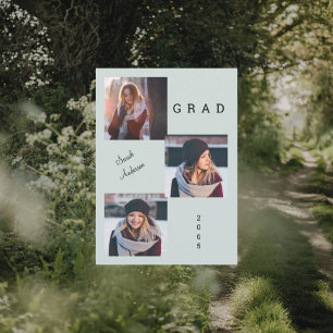 Anuncio de graduación con tres fotos en collage de