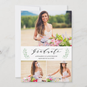 Anuncio de graduación con varias fotos de laureles