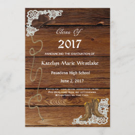 Anuncio de graduación de 20XX Wood, Boots & Lace