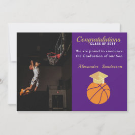 Anuncio de graduación de Baloncesto Azul y Dorado