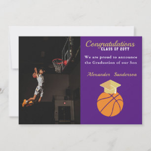 Anuncio de graduación de Baloncesto Azul y Dorado
