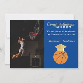 Anuncio de graduación de Baloncesto Azul y Dorado