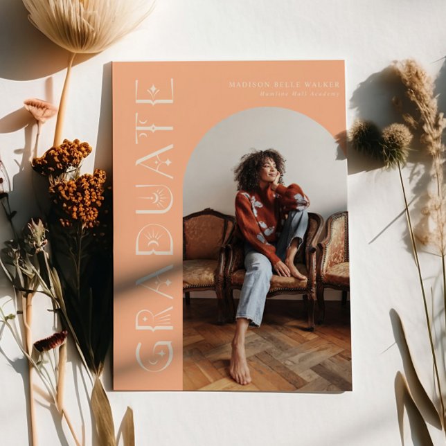 Anuncio de graduación de Boho Graduate Peach (Subido por el creador)