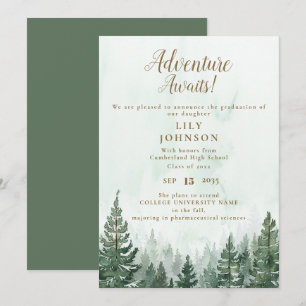 Anuncio de graduación de bosque donde la aventura