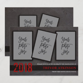 Anuncio de graduación de chico con foto en negro y