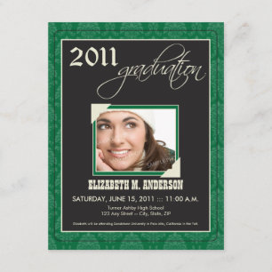 Anuncio de graduación de Damasco elegante (verde)
