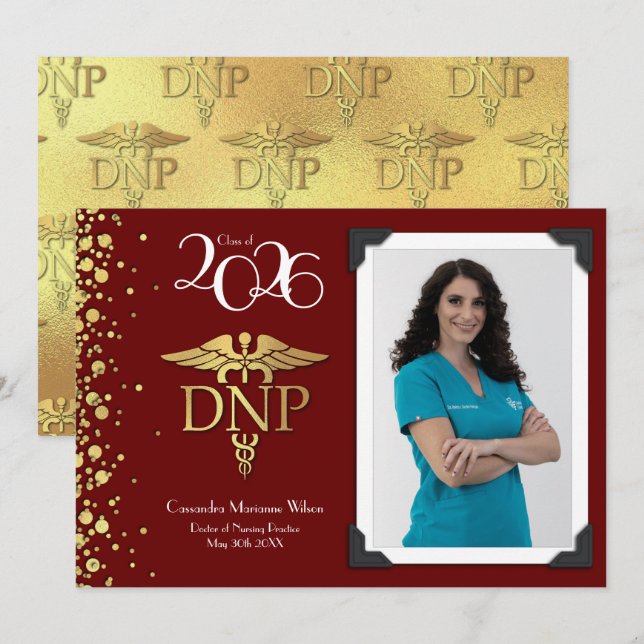 Anuncio de graduación de Doctor en Práctica de Enf (Anverso / Reverso)