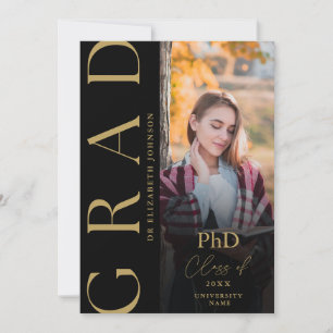 Anuncio de graduación de doctorado con foto en neg