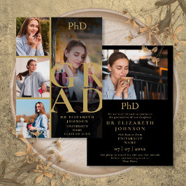 Anuncio de graduación de doctorado con foto Gold 5