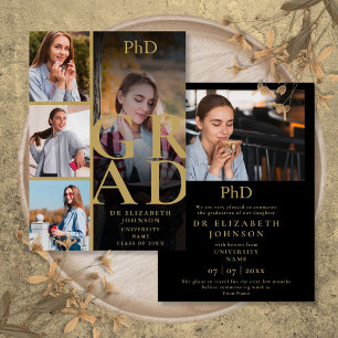 Anuncio de graduación de doctorado con foto Gold 5