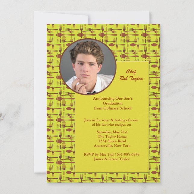 Anuncio de graduación de escuela culinaria fotográ (Anverso)