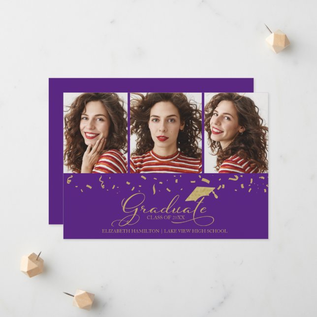 Anuncio de graduación de escuela secundaria Tarjet (Anverso/Reverso In Situ)