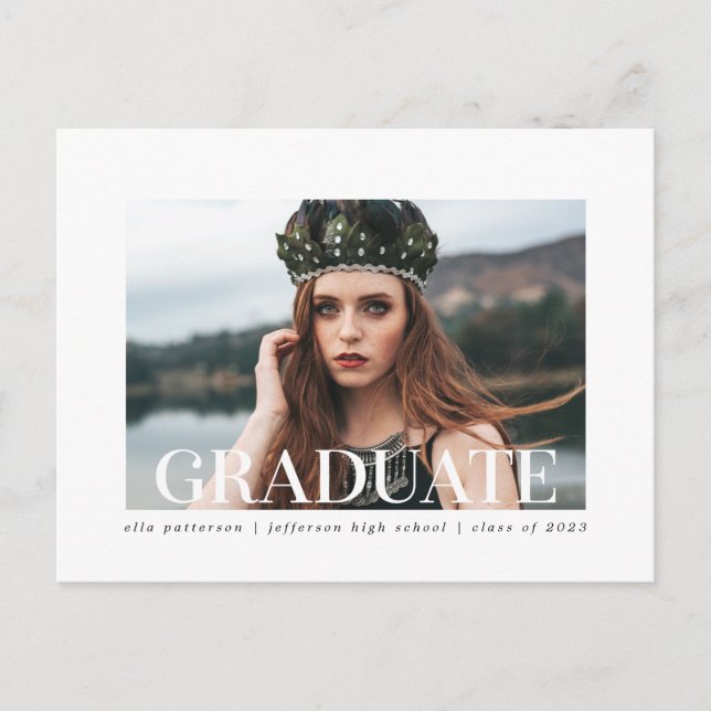 Anuncio de graduación de estilo simple | Foto (Anverso)