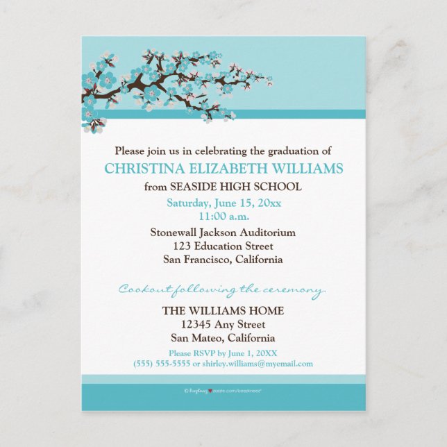 Anuncio de graduación de flor de cerezo (agua) (Anverso)