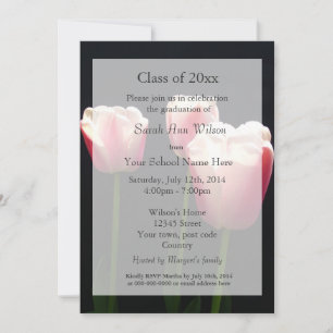 Anuncio de graduación de flores de tulipán rosado