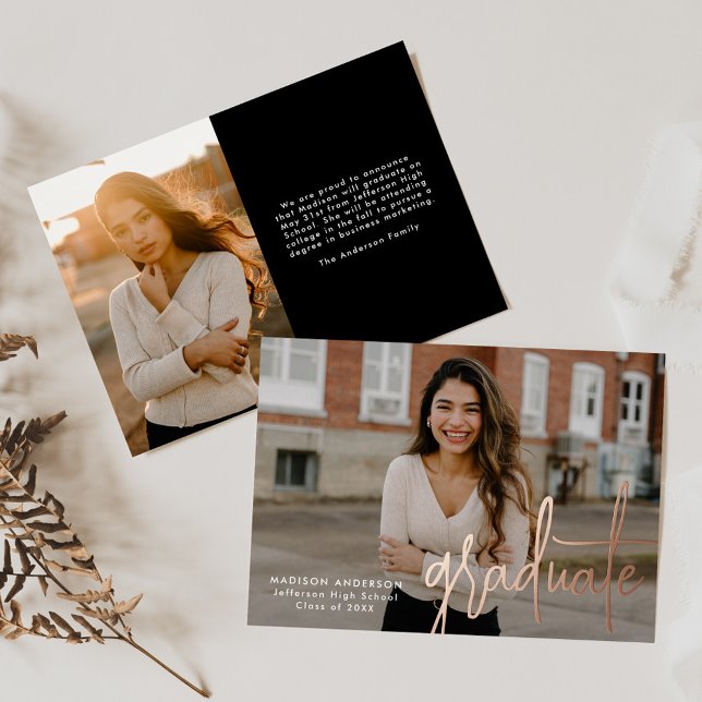 Anuncio de graduación de foto con letra manuscrita (Subido por el creador)