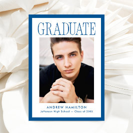 Anuncio de graduación de foto con marco azul moder