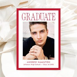 Anuncio de Graduación de Foto con Marco Rojo Moder