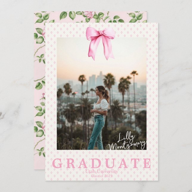 Anuncio de graduación de foto Coquette Cottagecore (Anverso / Reverso)